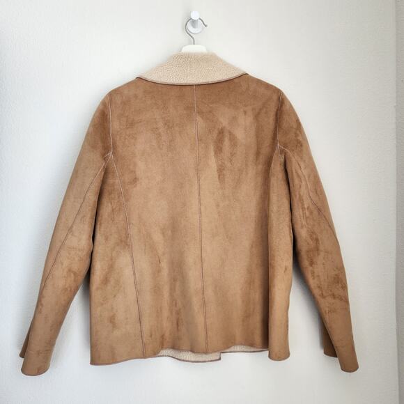 Vintage Jones New York Tan Faux Suede Fur Double Breasted Jacket L - Picture 5 of 8